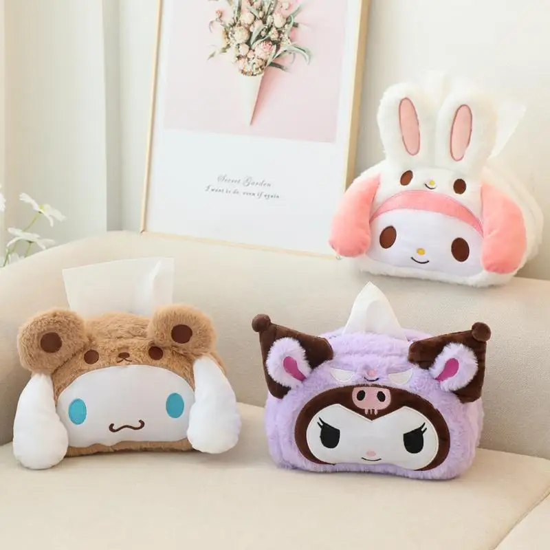 

Kawaii Sanrioed Anime Cartoon series mymelody Kuromi Cinnamoroll cute Soft plush Makeup storage bag Tissue tissue box Small gift