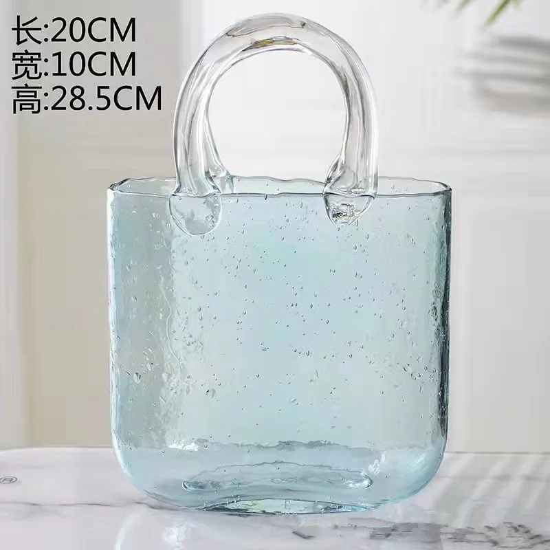 Creative Transparent Glass Handbag Fish Tank Vase Living Room Flower Arrangement Hydroponic Decoration Fish Tank Decoration Gift 6