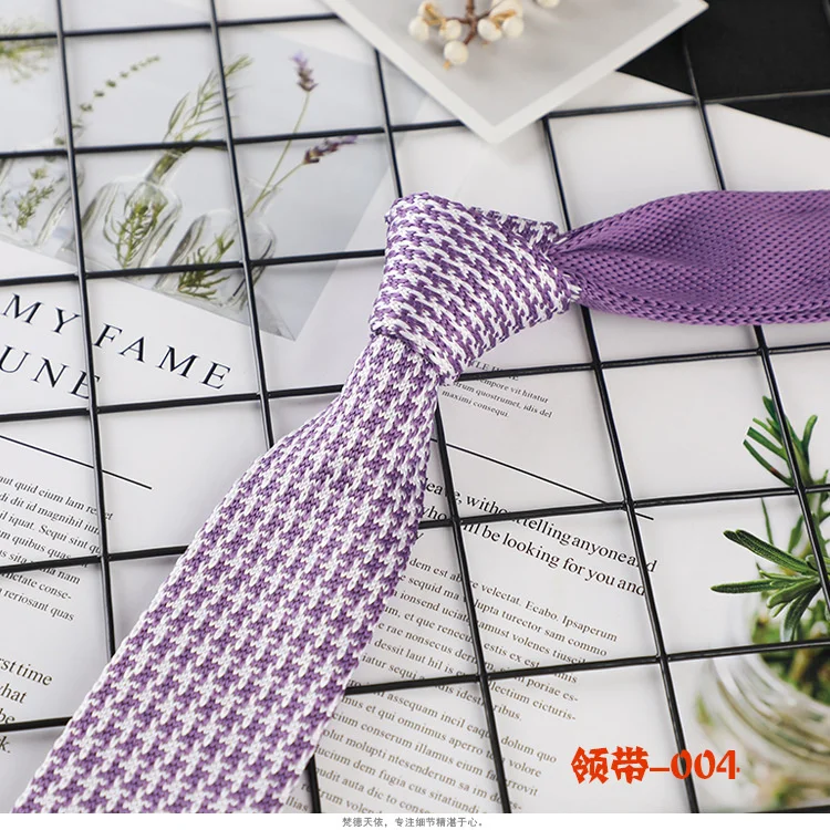 2023 New Korean Plaid Knitted Necktie For Men 6cm Colourful Knitting Wool Neck Tie Fashion Casual Narrow Cravat Vintage Knit Tie