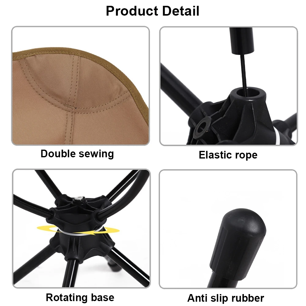 Outdoor Folding Chairs Rotatable Swivel Chair for Camping Lightweight Beach Fishing Chairs with Carry Bag for Picnic Hiking 3