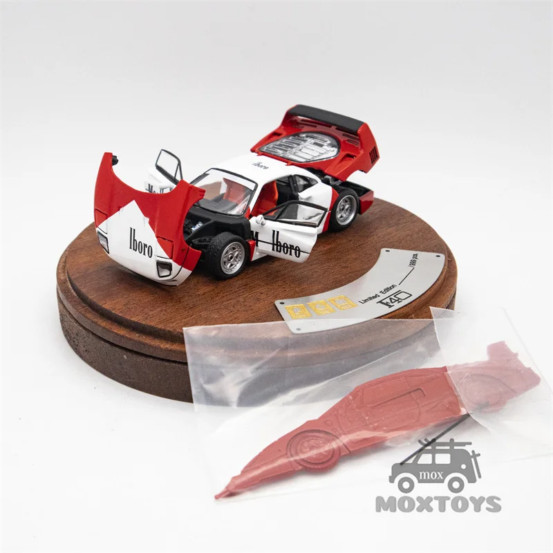 PGM 1:64 F40 Alloy fully opened RedWhite Diecast Model Car 4