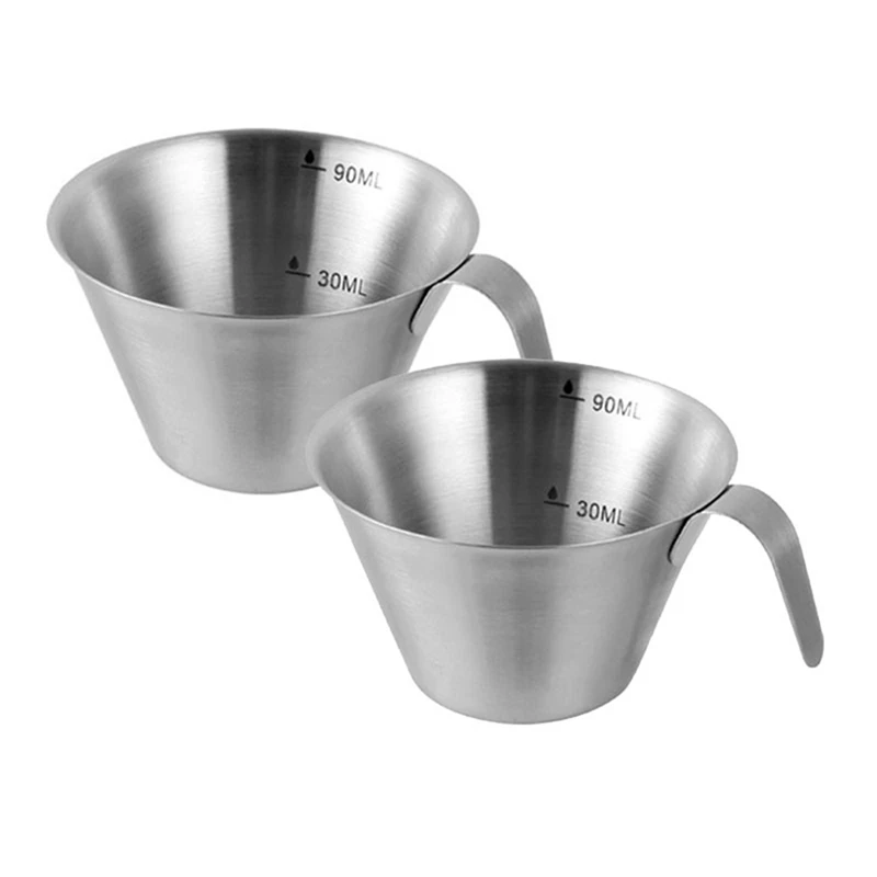 

Espresso Shot Cups With Handle 90Ml Espresso Measuring Cup 4 Pack Stainless Steel Pouring Cup For Coffee Espresso