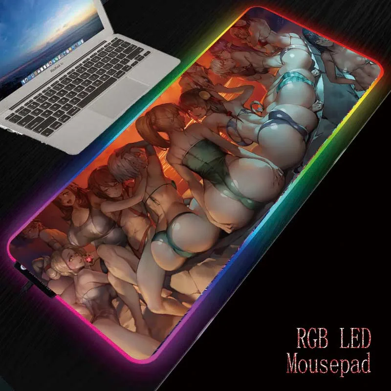 

MRGBEST Anime Sexy Girl Ass Gaming RGB Large Mouse Pad Computer Mousepad Led Backlight XXL Surface Mause Pad Keyboard Desk Mat