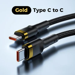 Premium USB Type - C 60W Fast Charging Braided Cable - 0.25m (Gold Type C to C)