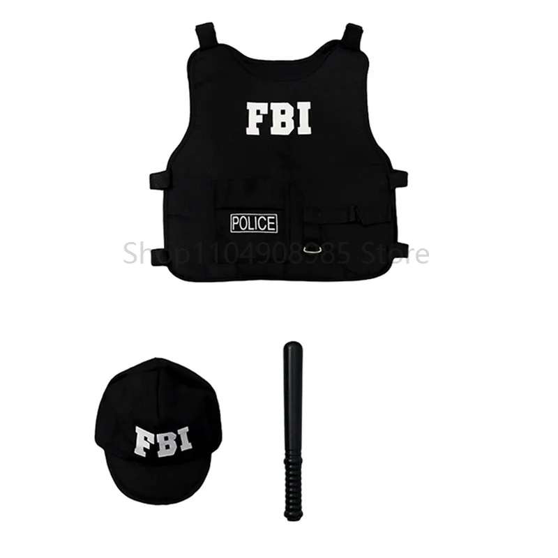 Police Costumes Halloween Agent Set Accessories for children Dress Up SWAT Cosplay Carnival Dress Up Party