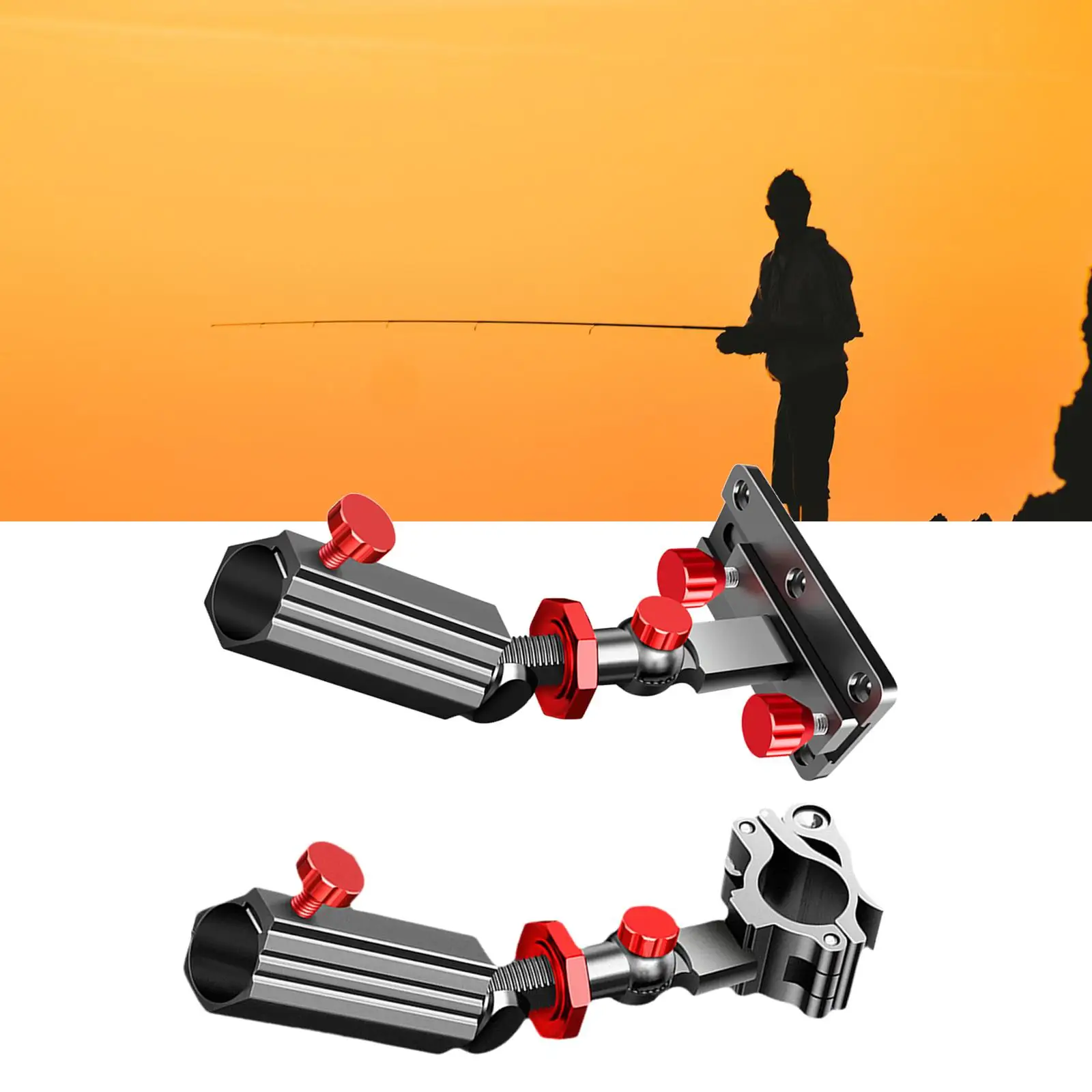Universal Fishing Rod Holder Aluminum Alloy 360 Degree Adjustable Snap Fixed Fish Rod Rack Fishing Accessories