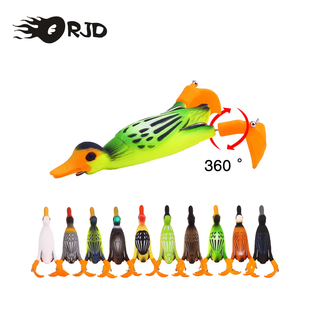 

ORJD 1Pcs Floating Duck Soft Fishing Lures Propeller Flipper Artificial 3D Eyes Baits Bass Carp Shad Fishing Tackle Accessories