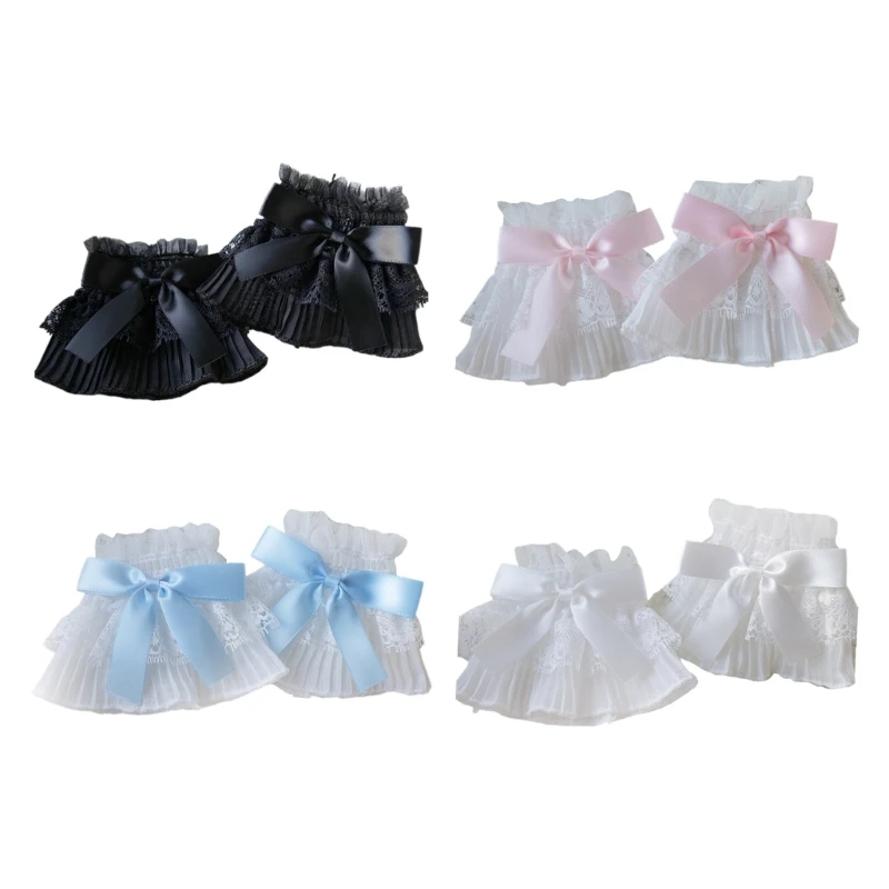이동식 셔츠 Pleated Flered 장식 커프스 Bowknot Decors Pleated 손목 밴드 장식 여성 스웨터 의류 Y1UA