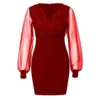 Wonen Sexy Sequins Retro Evening Dress Temperament Perspective Party Culb Dresses Elegant Long Sleeve Deep V Outfits Vestidos 5