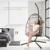 Egg Chair Luxury Outdoor Patio Wicker Hanging with Water Resistant Cushions for Patio Backyard Balcony,Swing Egg Chair 2