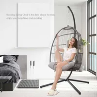 Egg Chair Luxury Outdoor Patio Wicker Hanging with Water Resistant Cushions for Patio Backyard Balcony,Swing Egg Chair 2