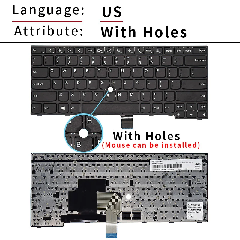Teclado do Portátil para Lenovo Thinkpad E450 E455 W450 E460 E465 E470c E475 E550c E555c E560c E565c E570c E575 E570 Novo - Imagem 5
