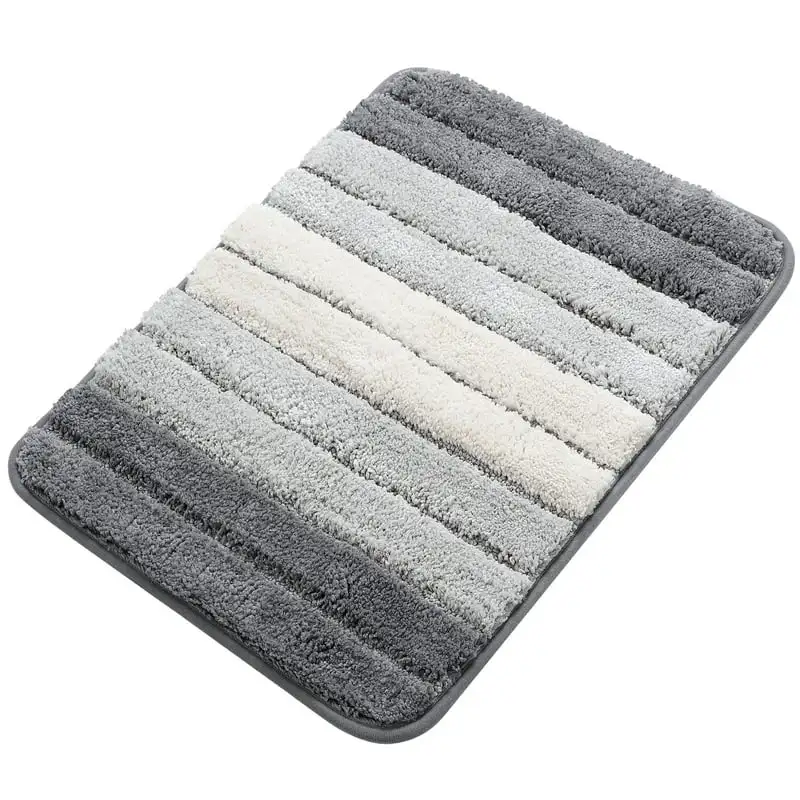 

Slip Soft Microfiber Striped Bathroom Rugs Light Gray 16 Diatomite bath mat Rugs living room Long rug for bedroom Wednesday adda