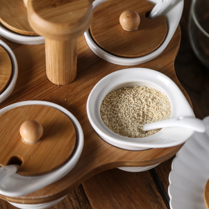 

Креативная керамическая фотография, практичная вращающаяся бутылка для приправ с несколькими ячейками, кухонная фотография