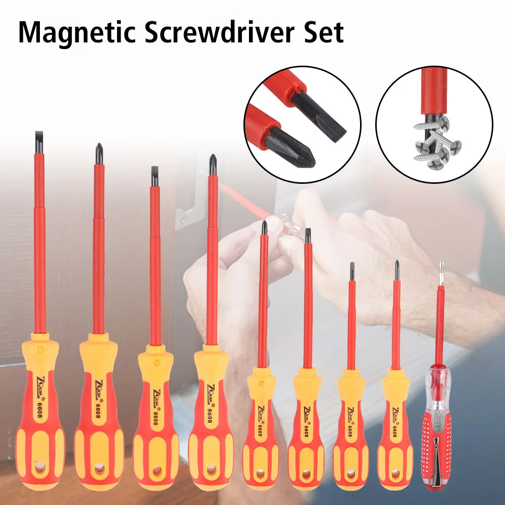 Magnetic Screwdriver Screwdriver Set Insulated Phillips Slotted Bits Electrician For Electrician Hand Tools Multifunctional 2