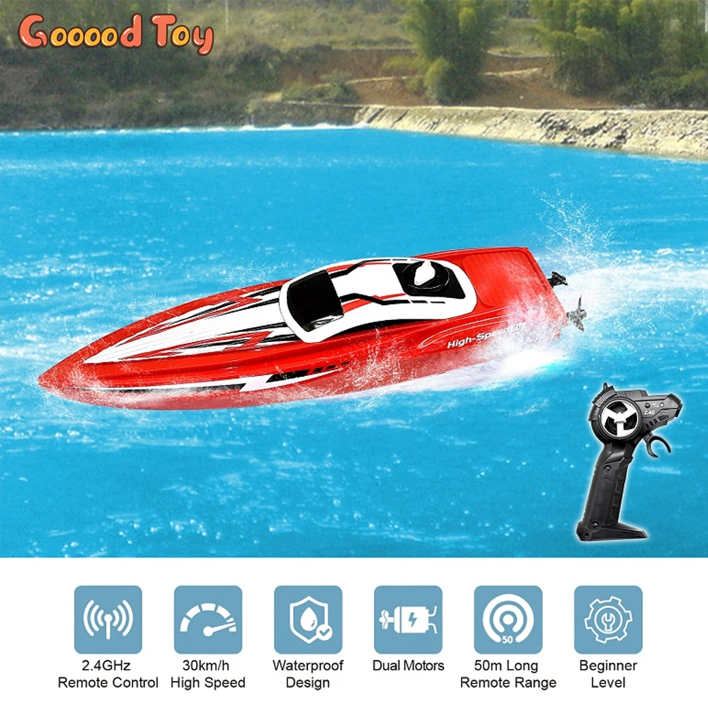 

2.4G Electric Rc Boat Radio-Controlled Remote Control Boats Double Motor Pvc High-Speed Speedboat Children's Outdoor Water Toys