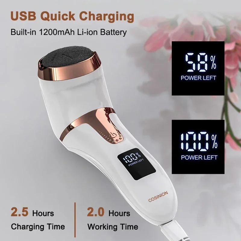 Rechargeable Electric Foot Rasp Electric Pedicure Foot Sander IPX7 Waterproof 2 Speeds To Eliminate Feet Dead Skin And Calluses 4