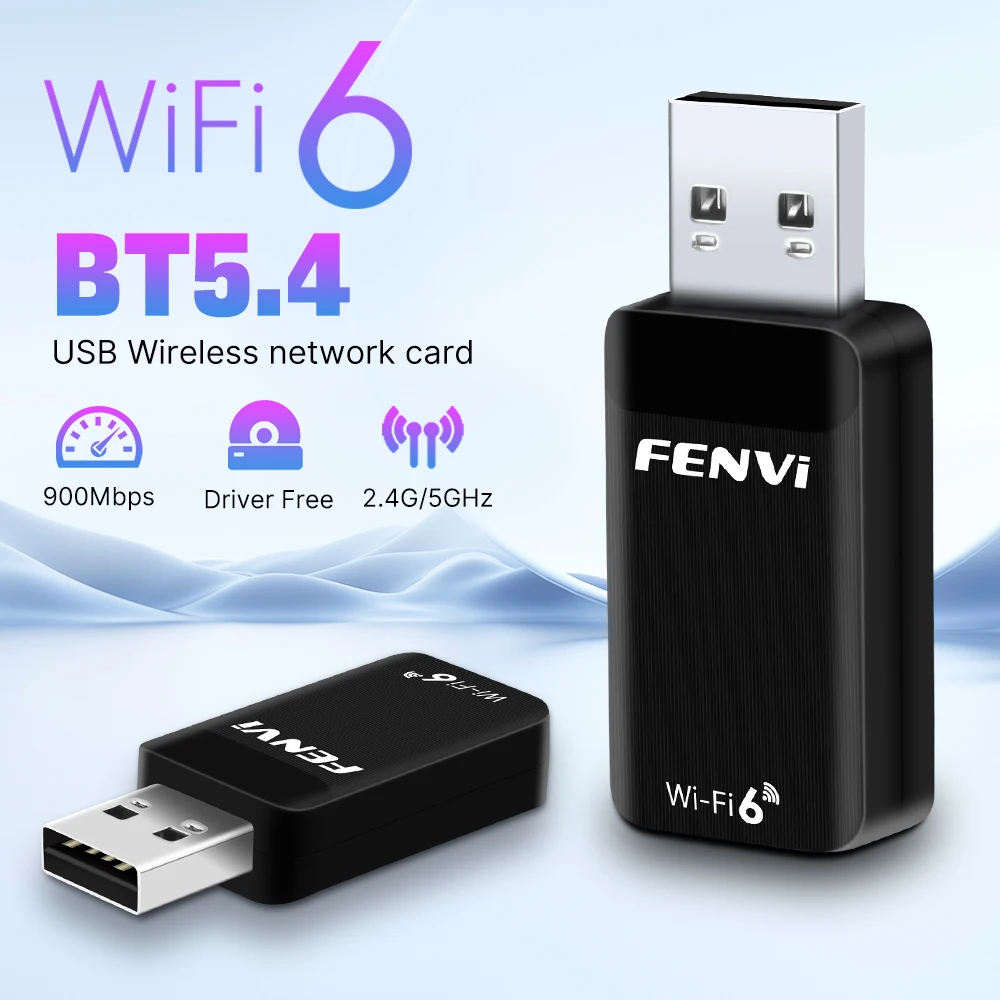 Fenvi WiFi 6 AX900 USB Bluetooth 5.4 Adapter 2 in 1 Dongle Dual Band 2.4G 5G USB WiFi Network Card Wireless Receiver Driver Free wifi network card