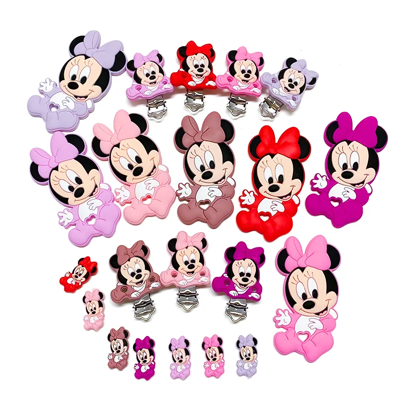 Baby Disney Mickey Minnie Clip Soother Teether DIY Dummy Chain Holder Nursing Jewelry Toy Clips 1/3/10pcs