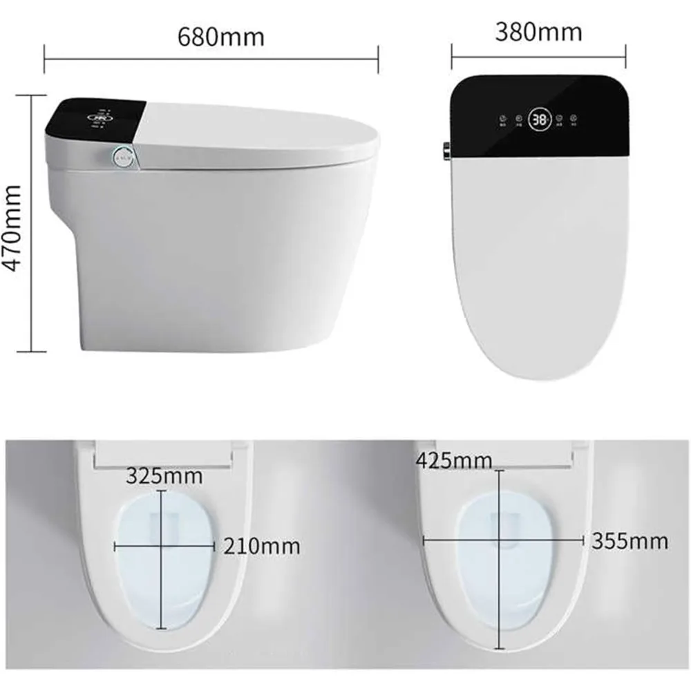 Smart Toilet for Bathrooms, Smart Bidet Auto Open/Close Lid, with Bidet Built in,Auto Dual Flush, Heated Toilet Seat 2