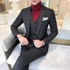Luxury Men Dress Suits British 3Piece Set Men Wedding Suit New 2020 Fall Mens Business Formal Plaid Suit Men Slim Fit Dress Suit 3