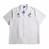 Dark Icon Coconut Tree Button Down Collar Vintage Men's Shirt Short Sleeve 2024 Summer Cargo Shirts for Man Black White 6