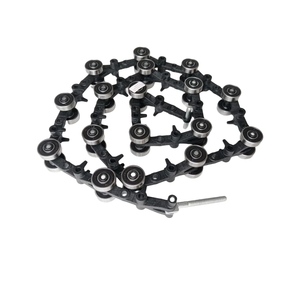 Escalator Newel Chain ID 50664870 PA6.6-30G Escalator Parts Black Double Fork 17 Pairs Bearing 608RS Hnadrail Chain