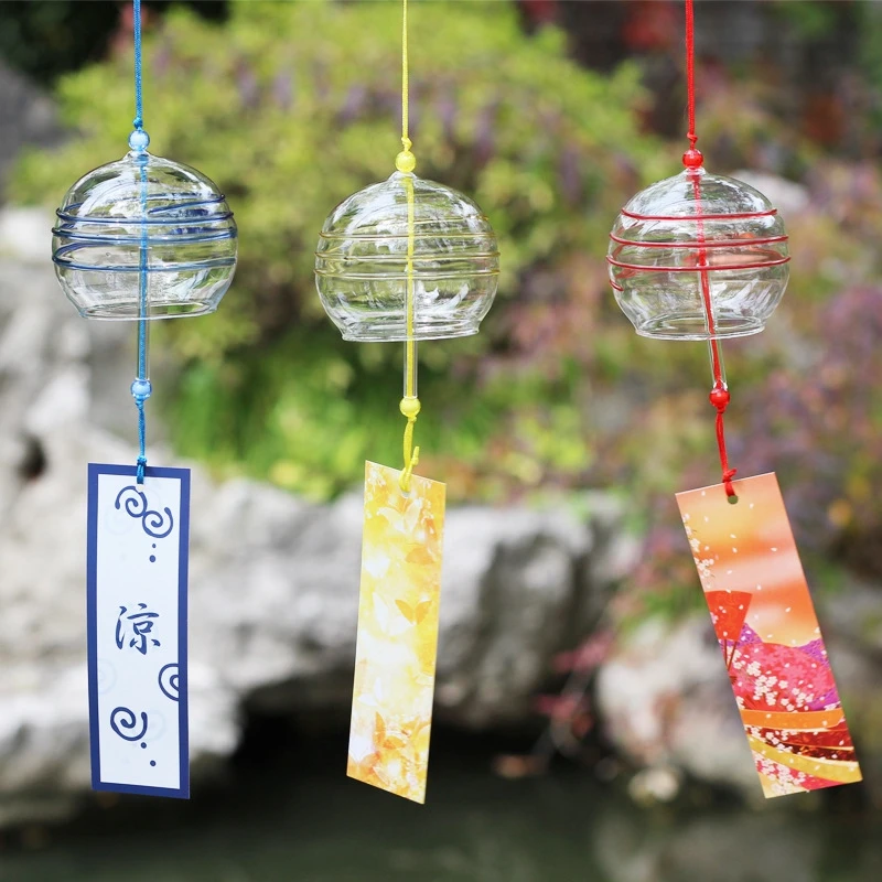 Japanese Style Glass Wind Chimes WInd Bell for Home Courtyard Garden Hanging Bell Outdoor Garden Pendant Ornament Decoration