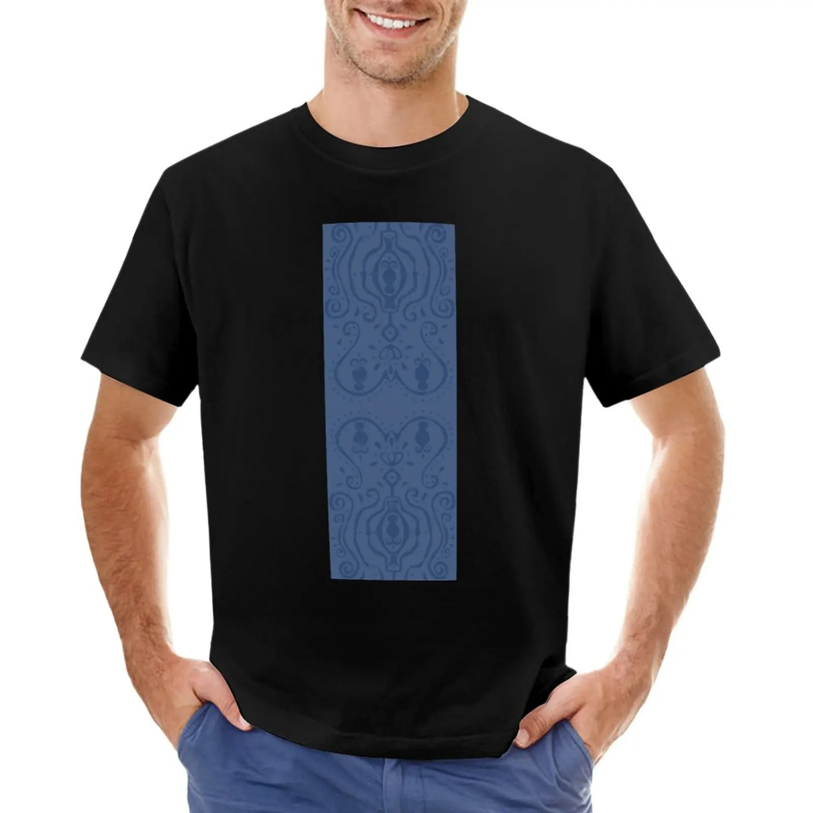 

DesignerMim's Hand-drawn Damask — Indigo T-Shirt graphics t shirt korean fashion t shirt man men workout shirt