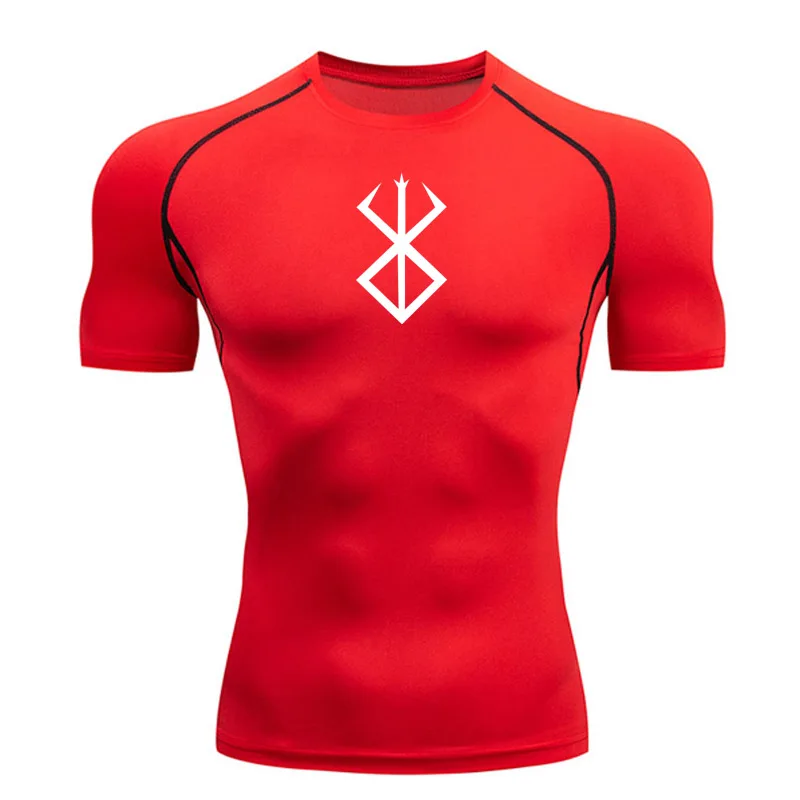 thumbnail image 1 of Camiseta de verano para correr para hombre, camiseta de compresión de manga corta, camiseta deportiva para gimnasio, ropa deportiva transpirable de secado rápido blanca y negra para MMA, 1 of 5