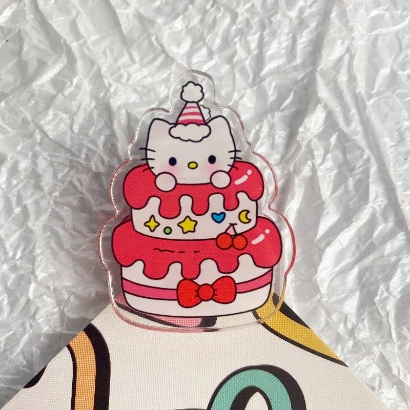 5pcs Kawaii Cartoon Hello Kitty Acrylic Binding Clip Student School File Paper Clip Office Stationery Supplies Binding Storage