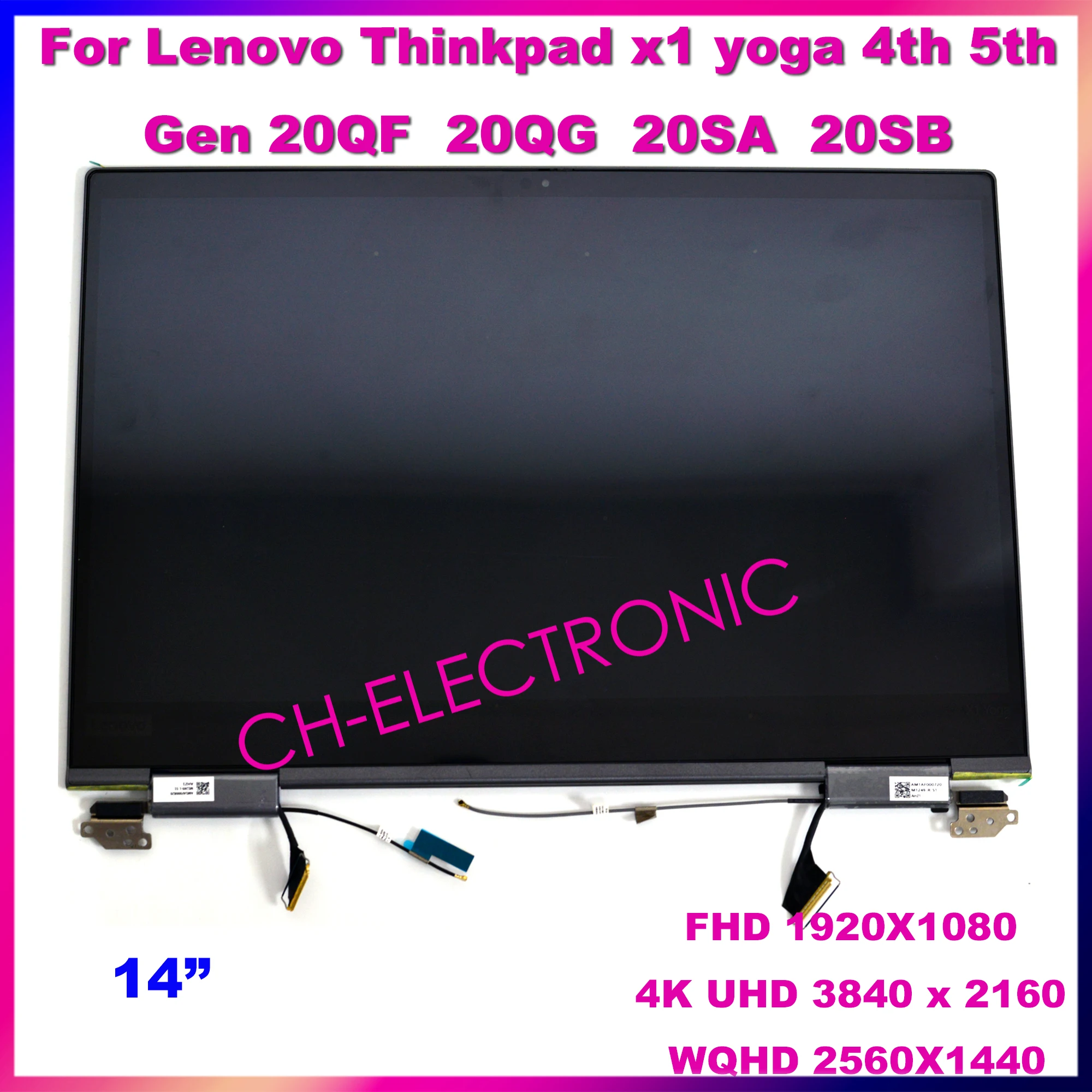 

14 inch LCD Touch Screen Display Full Assembly For Lenovo Thinkpad X1 Yoga 4th 5th Gen 20QF 20QG 20SA 20SB FHD QHD UHD