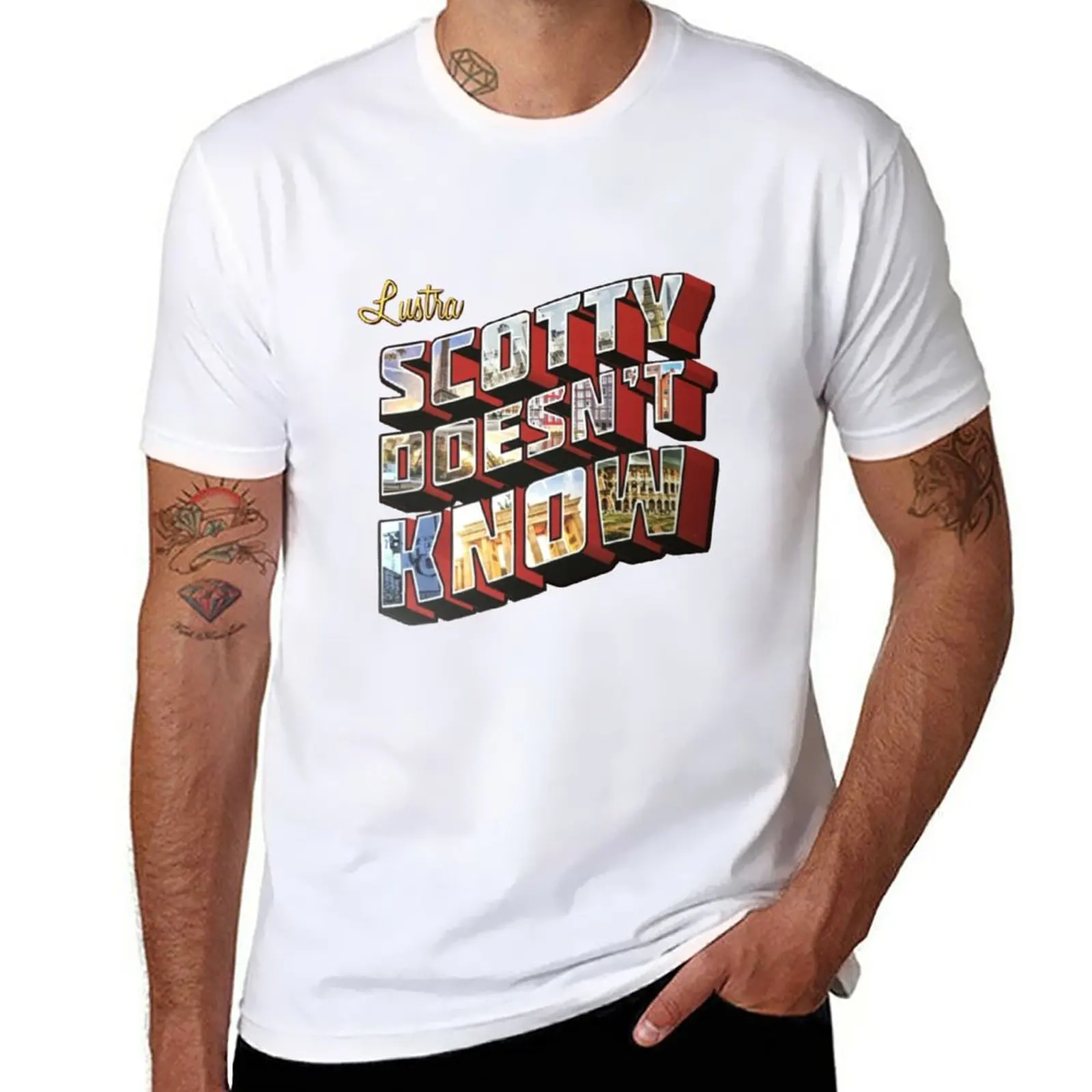 

New Lustra Scotty Doesn't Know T-Shirt plain t-shirt Oversized t-shirt aesthetic clothes mens white t shirts