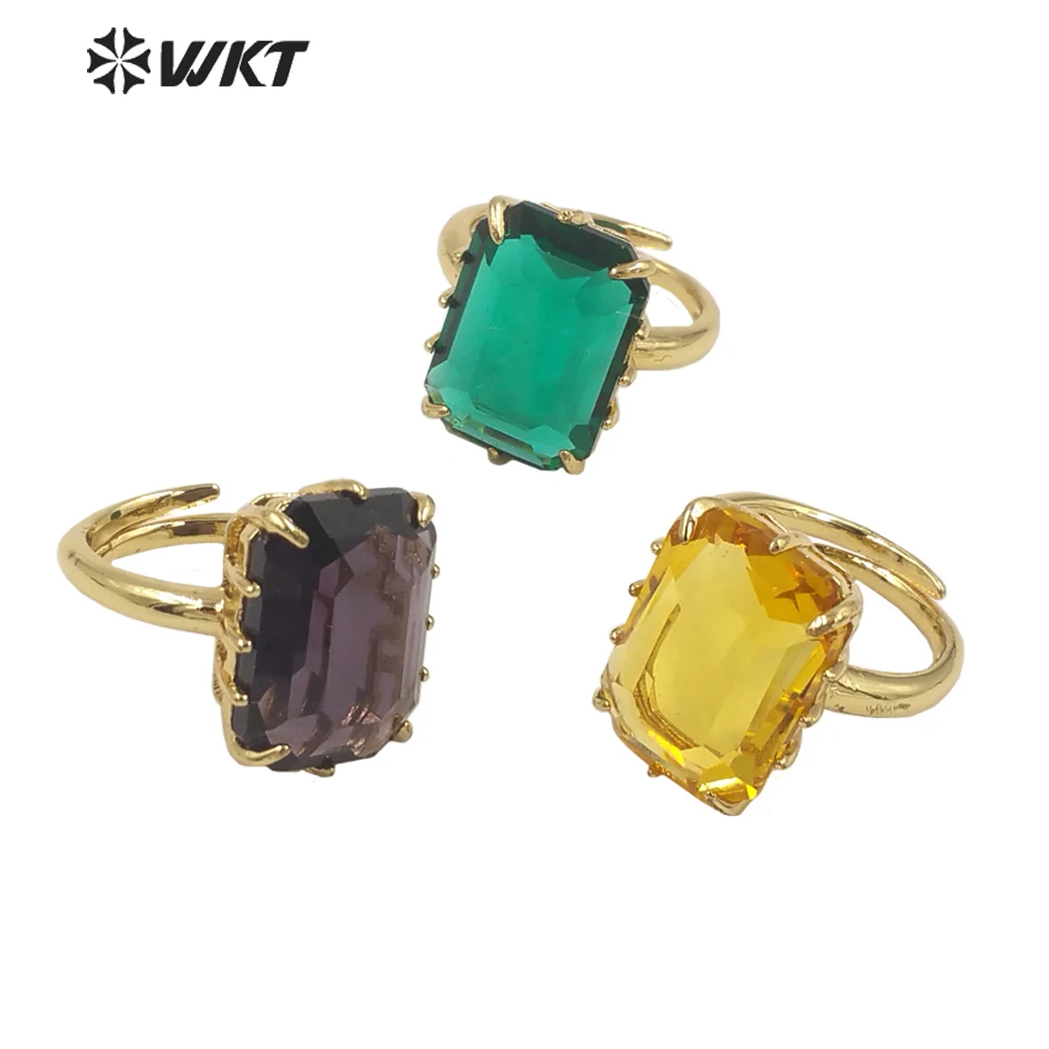 

WT-R483 Gorgeous Varity Kinds of Gemstone Made Women Birthday Gift Ring In 18K Real Gold Plated Nontarnishable