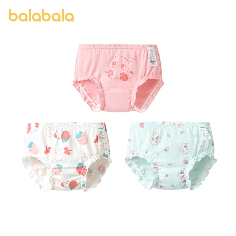 

Balabala Toddler Girl Boxer Briefs Three-Pack Comfortable Cute Loose Briefs