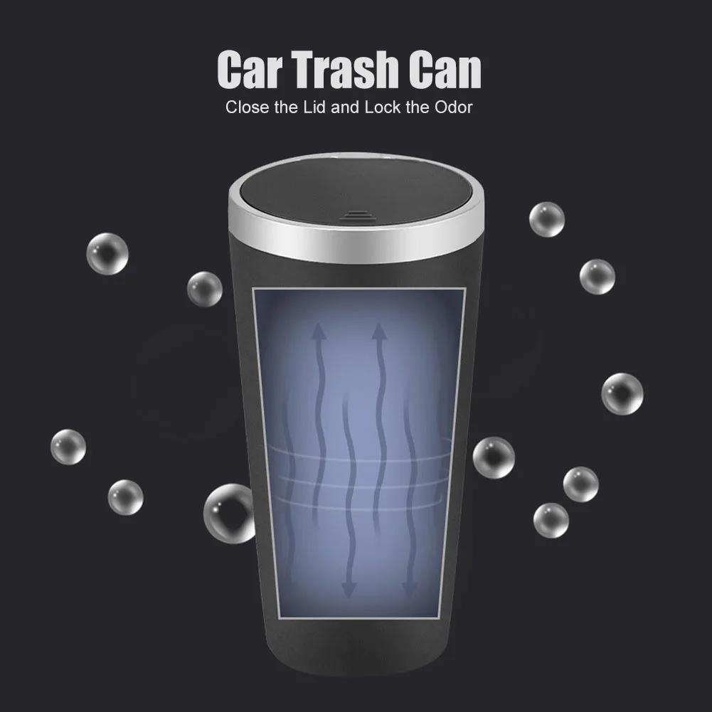 Car Garbage Can Press Type Car Trash Can Cup Holder Leakproof Waterproof Rubbish Bin With Lid Auto Interior Accessories