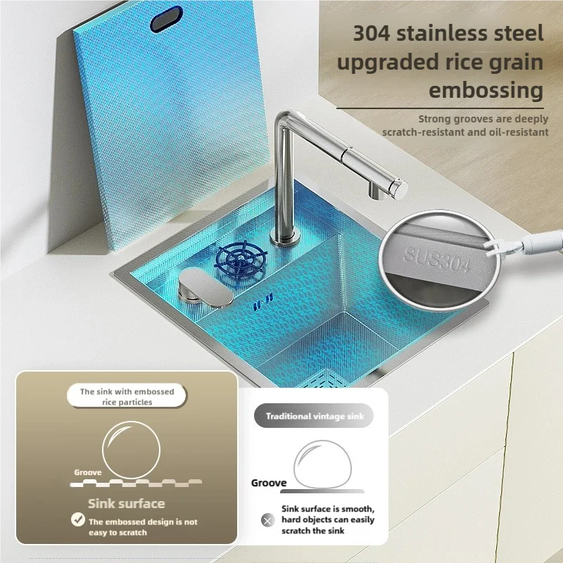 304 Stainless Steel Single Slot Hidden Bar Sinks Cup Washer With Lid For Kitchen Balcony Touring Car