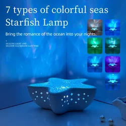 Ocean Wave Projection Lamp - Multicolor Ambient Night Light for Romantic Bedroom Decor (Starfish Lamp)