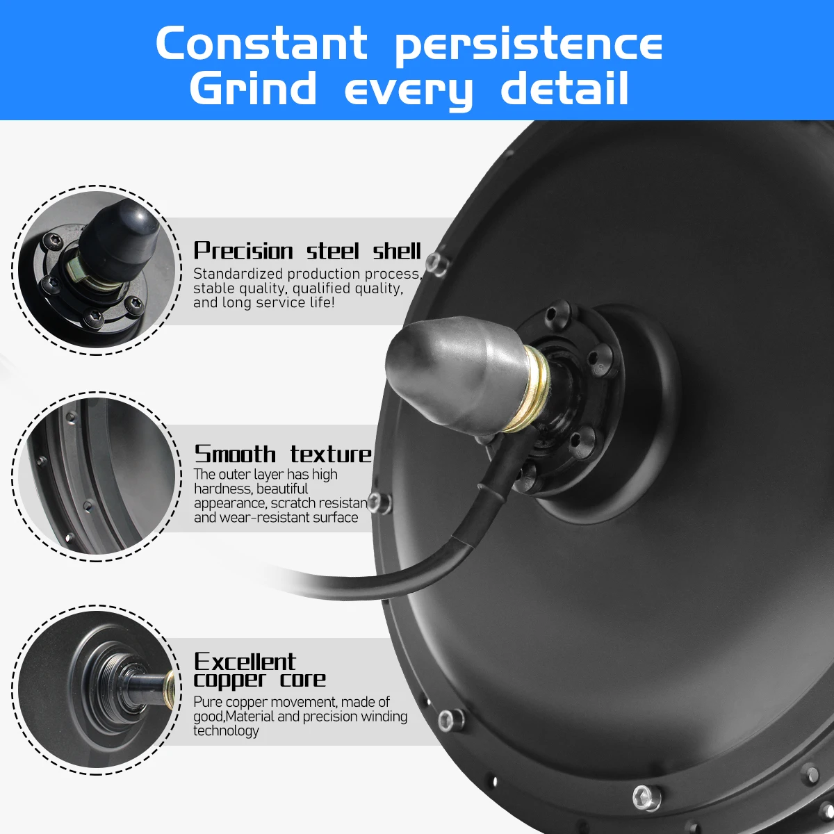 電動自転車用フロントおよびリアモーターホイール,48V, 52V, 2000W