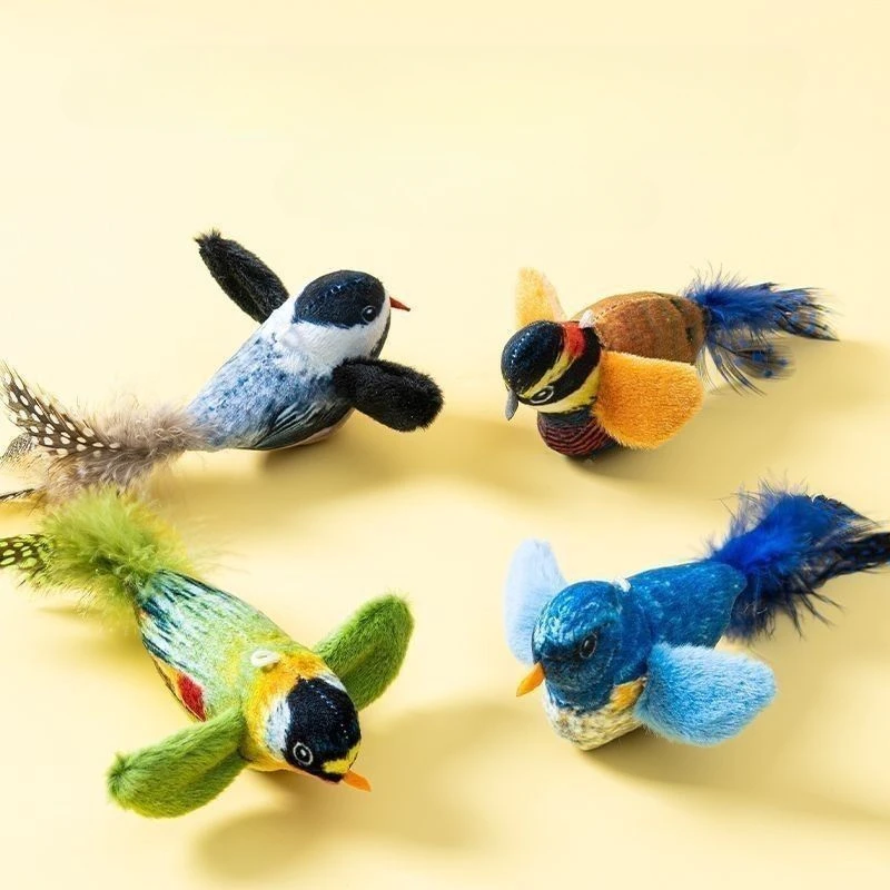 Interactive Cat Toy with Flapping Birds - Self-Amusing Wall Hanging Teaser with Catnip for Indoor Chase & Play, Durable Design
