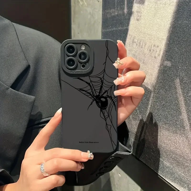Halloween Black Spider Web Print Matte Soft Phone Case Cover