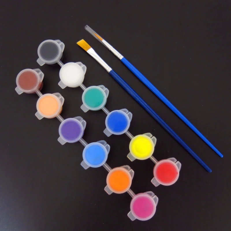 Acrylic Pigment Set 12 Color Watercolor Painting Pigment Set Stone Ceramic Painting Color Painting Paint with Built-in Brush