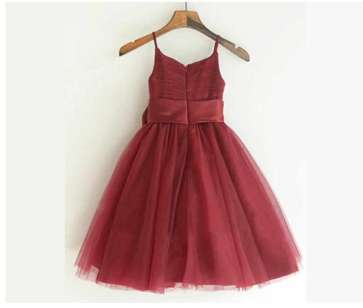 Abiti Da Prima Comunione Per Ragazze Vestidos De Comunion Red A Line Rose Flower Belt Tulle Pageant Dresses Girls