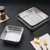 Stainless Steel Square Food Service Tray Nonstick Bakeware Fruit Cookie Bread Plate Kitchen Organizer Storage Container Utensils 1