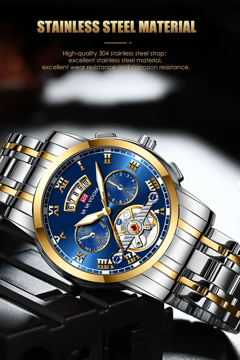 Brand Men Watch Original Pilot Series Simulation Tourbillon 41mm Stainless Steel Quartz Movement Casual Sports Watch_voghion.com