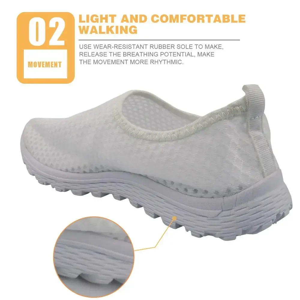 Bernese Mountain Dog printed Mesh breathable Summer women's shoes comfortable white flats sneakers women Summer gympen dames