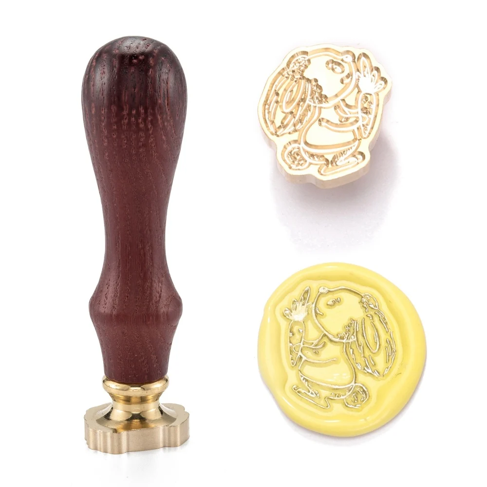 

1PC DIY Scrapbook Brass Wax Seal Stamp and Wood Handle Sets Rabbit Pattern 8.7cm Stamps: 23x22x14mm Handle: 78x22mm