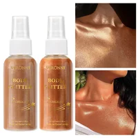 Liquid Highlighter Spray, Shimmer Contour Body Shimmer Spray Hair Clothes Glitter Powder, Quick Drying Glitter Makeup Cosmetics 2
