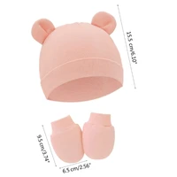 3Pcs/set Newborn Baby Hat Anti Scratch Gloves Protective Foot Cover Anti-grab Infant Mittens Cap & Socks Set 066B 4