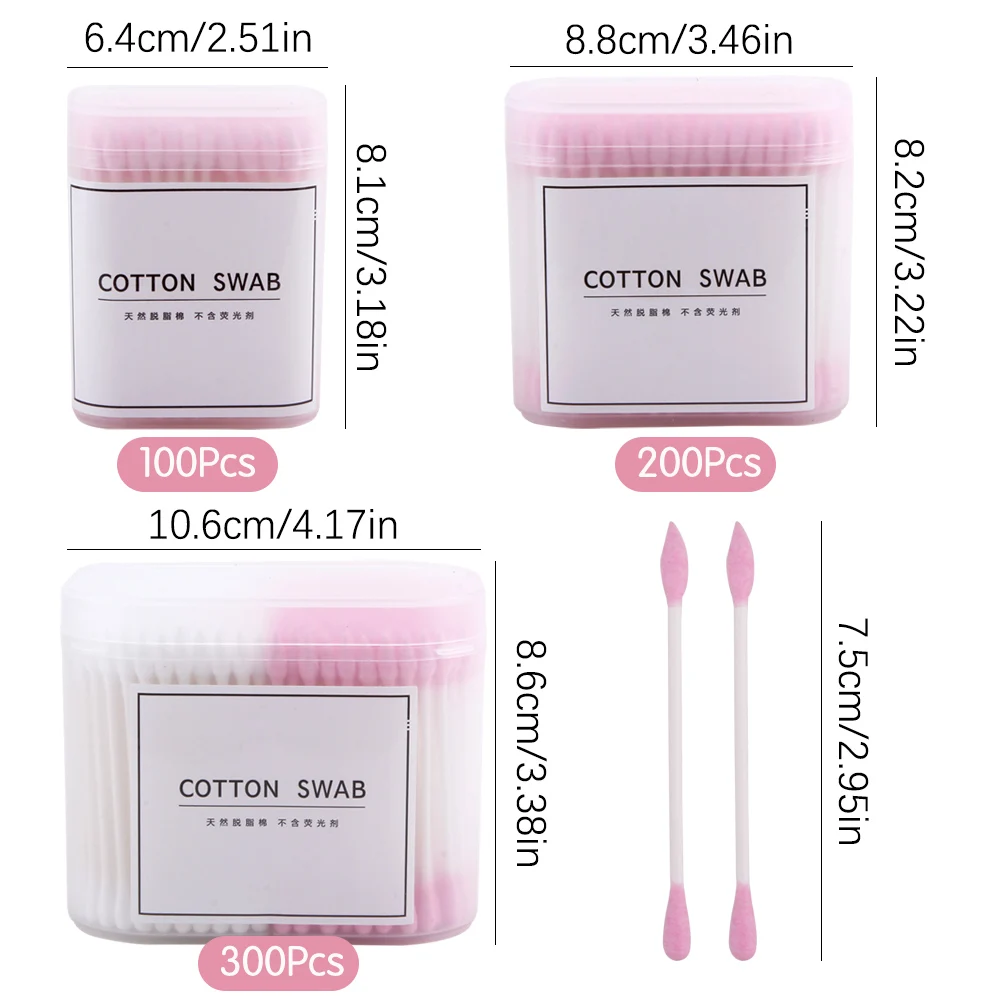 Cotons-tiges jetables à Double tête, 100/300 pièces, bâtonnets en bois,  pour femmes, maquillage, lèvres, nez, oreilles, brosse de nettoyage -  AliExpress